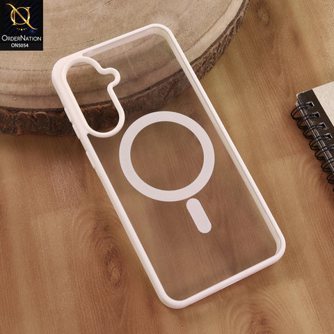 Samsung Galaxy A37 Cover  - White - New Clear White Back Magnetic Magsafe Candy Color Soft Borders Case