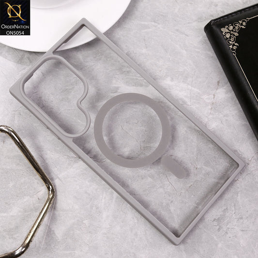 Samsung Galaxy S22 Ultra 5G Cover - Natural Titanium -  New Clear Transparent Back Magnetic Magsafe Candy Color Soft Borders Case