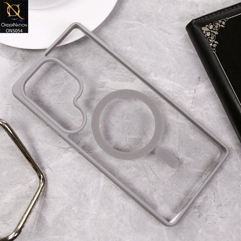Samsung Galaxy S25 Ultra Cover - Natural Titanium -  New Clear Transparent Back Magnetic Magsafe Candy Color Soft Borders Case