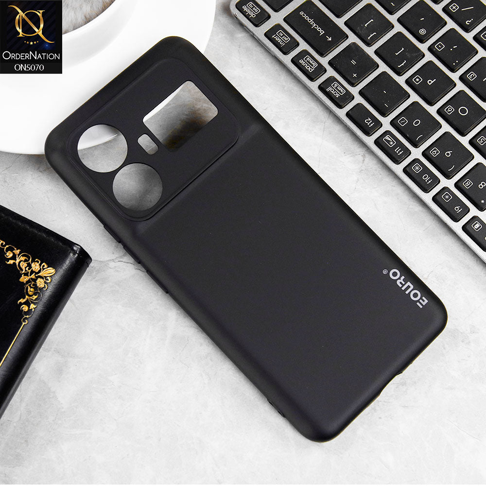 Realme GT5 Cover - Black - New Liquid Silicone Soft TPU Case With Camera Protection