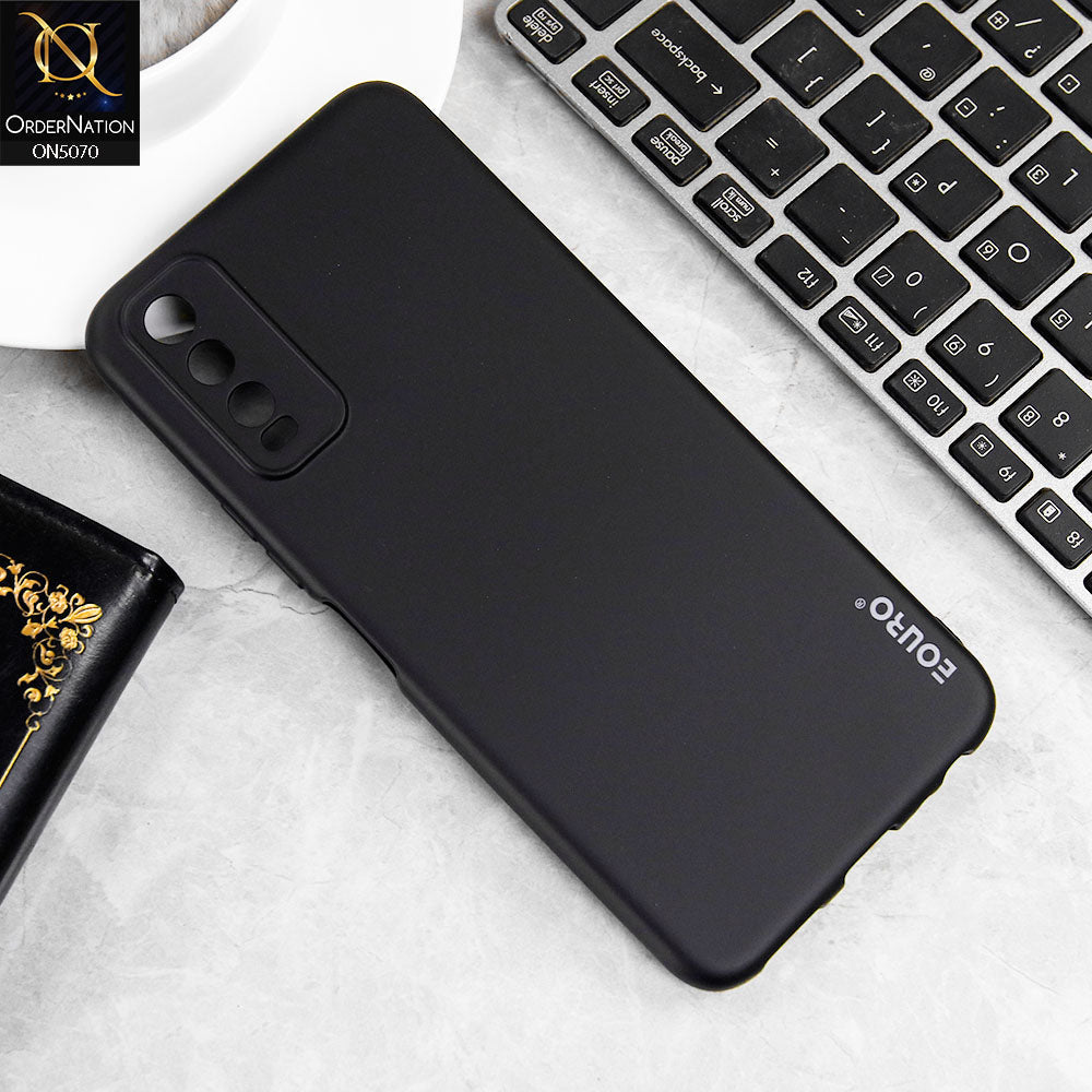 Vivo Y12a Cover - Black - New Liquid Silicone Soft TPU Case With Camera Protection
