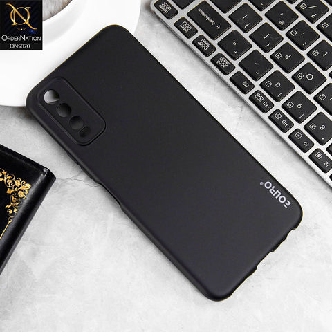 Vivo Y12a Cover - Black - New Liquid Silicone Soft TPU Case With Camera Protection