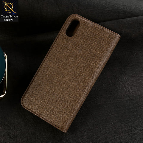 iPhone XS / X Cover - Brown - Lishen Classic Series - Premium Leather Magnatic Flip Book Case