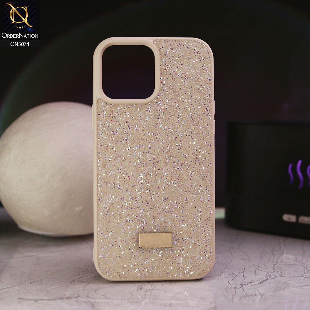 iPhone 13 Pro Max Cover - Cream - Luxury Bling Rhinestones Diamond shiny Glitter Soft TPU Case