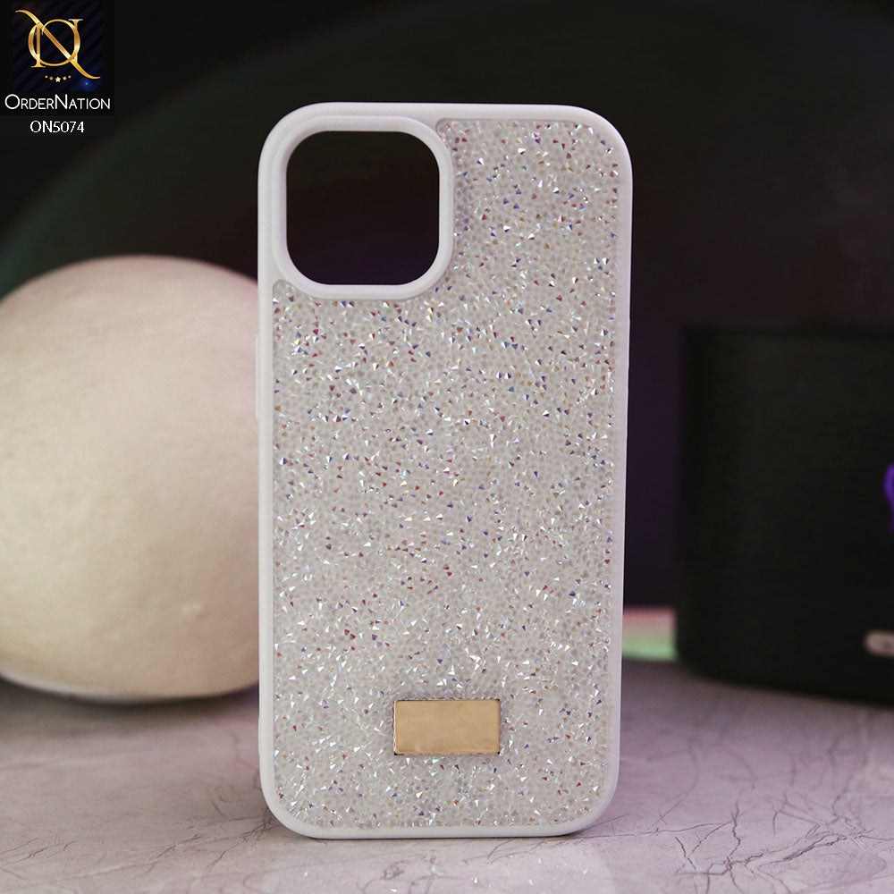 iPhone 14 Cover - White - Luxury Bling Rhinestones Diamond shiny Glitter Soft TPU Case