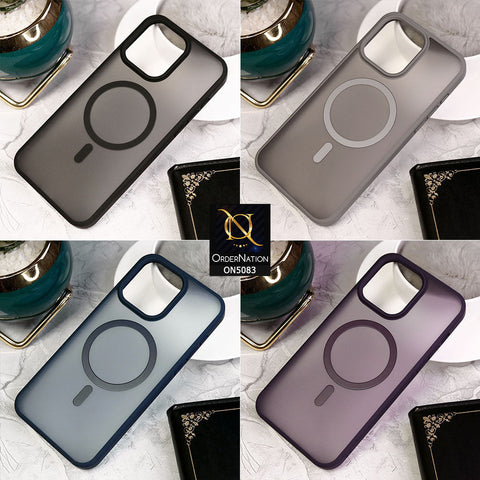 iPhone 15 Pro Cover - Gray- Trendy Matte Colour Transparent Soft Border Case With Magsafe