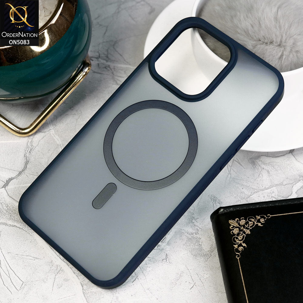 iPhone 13 Pro Max Cover - Blue- Trendy Matte Colour Transparent Soft Border Case With Magsafe