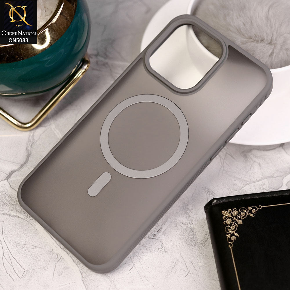 iPhone 15 Pro Cover - Gray- Trendy Matte Colour Transparent Soft Border Case With Magsafe