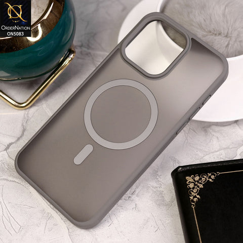 iPhone 15 Pro Cover - Gray- Trendy Matte Colour Transparent Soft Border Case With Magsafe