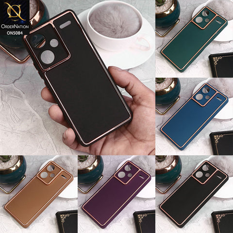 Xiaomi Redmi Note 13 Cover - Brown - Electroplating Borders Candy Colour Soft Silicon Case With Camera Protection