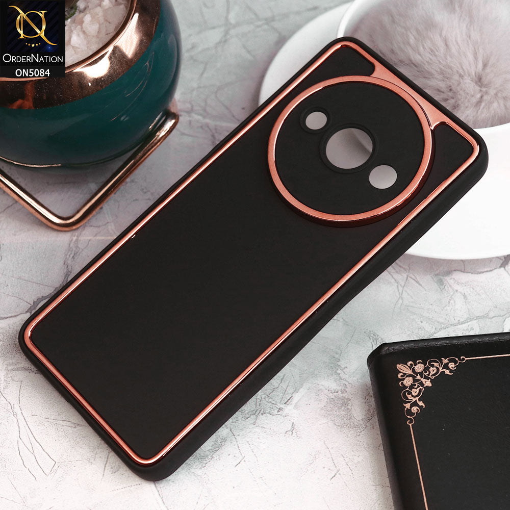 Xiaomi Redmi A3 Cover - Black - Electroplating Borders Candy Colour Soft Silicon Case With Camera Protection