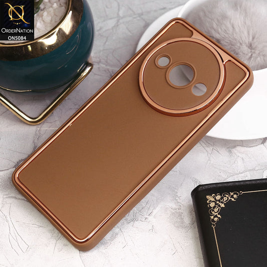 Xiaomi Redmi A3 Cover - Brown - Electroplating Borders Candy Colour Soft Silicon Case With Camera Protection