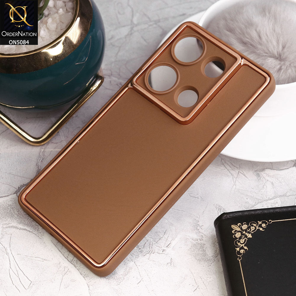 Xiaomi Redmi Note 13 Pro 4G Cover - Brown - Electroplating Borders Candy Colour Soft Silicon Case With Camera Protection