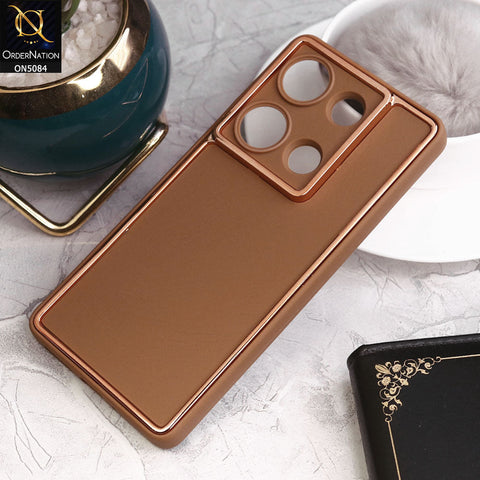 Xiaomi Redmi Note 13 Pro 4G Cover - Brown - Electroplating Borders Candy Colour Soft Silicon Case With Camera Protection
