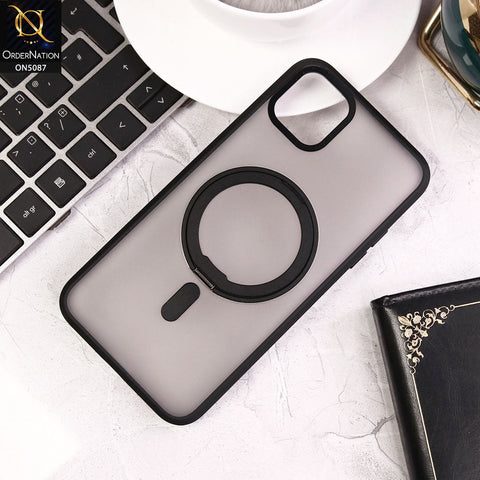 iPhone 11 Pro Max Cover - Black - New Translucent 360 Degree Rotation Magnatic Bracket Stand Soft Borders Shell Case