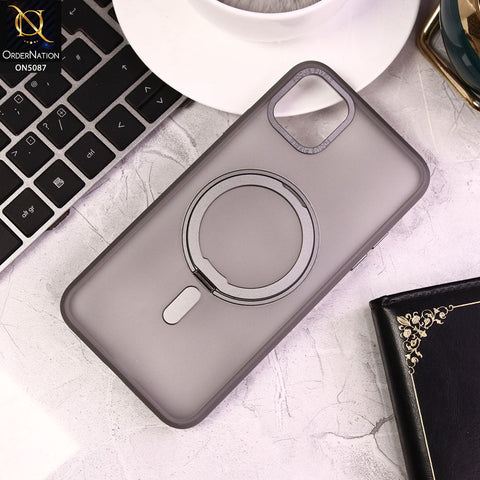 iPhone 11 Pro Max Cover - Gray - New Translucent 360 Degree Rotation Magnatic Bracket Stand Soft Borders Shell Case