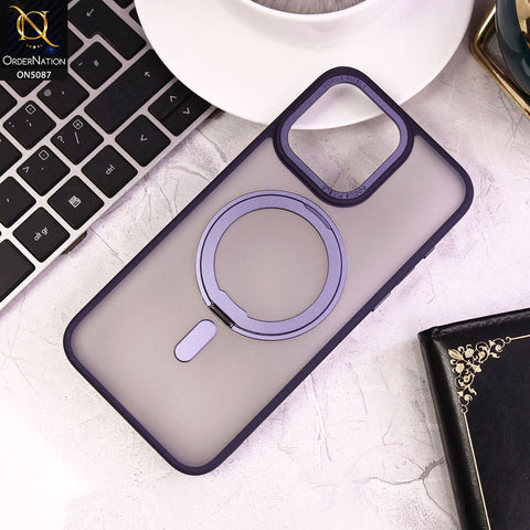 iPhone 13 Pro Max Cover - Purple - New Translucent 360 Degree Rotation Magnatic Bracket Stand Soft Borders Shell Case