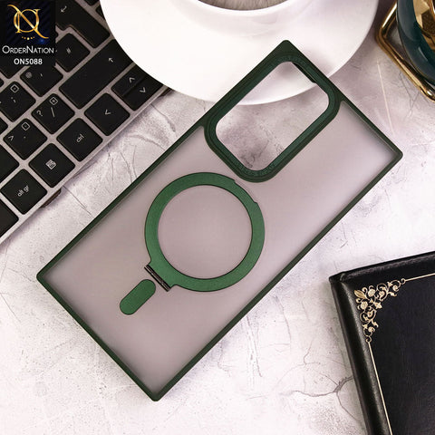 Samsung Galaxy S23 Ultra 5G Cover - Green - New Translucent Alloy Bracket Magnatic Holder Magsafe Soft Borders Shell Case