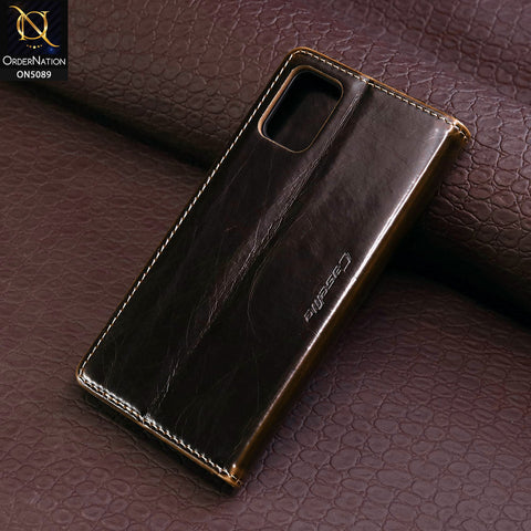 Samsung Galaxy A51 Cover - Brown - CaseMe Classic Leather Flip Book Card Slot Case