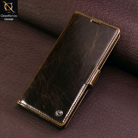 Samsung Galaxy S23 Ultra 5G Cover - Brown - CaseMe Classic Leather Flip Book Card Slot Case