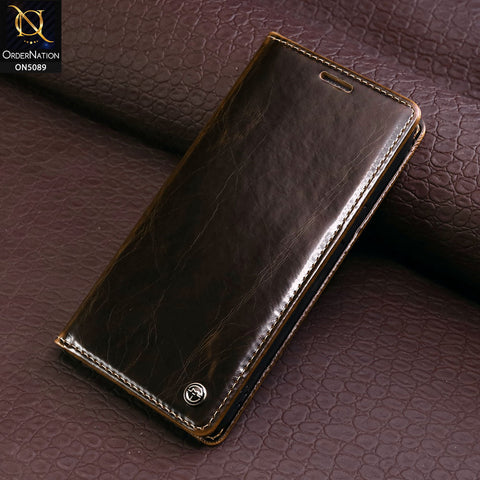 Xiaomi Redmi 12C Cover - Brown - CaseMe Classic Leather Flip Book Card Slot Case