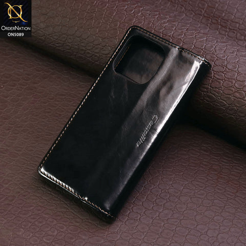iPhone 14 Pro Cover - Black - CaseMe Classic Leather Flip Book Card Slot Case