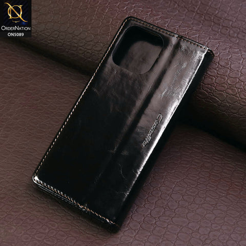 iPhone 14 Pro Max Cover - Black - CaseMe Classic Leather Flip Book Card Slot Case