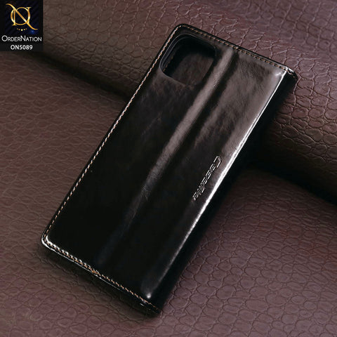 iPhone 15 Plus Cover - Black - CaseMe Classic Leather Flip Book Card Slot Case