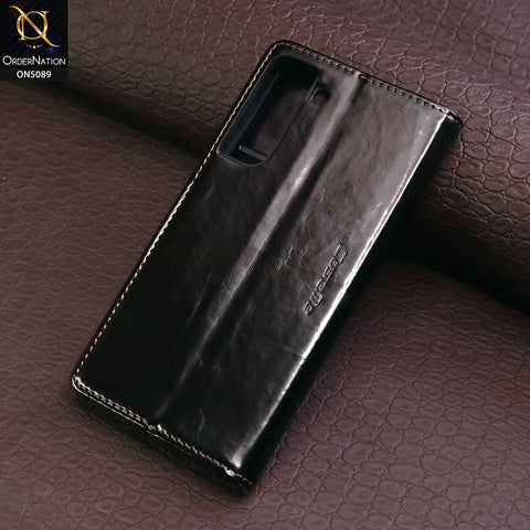 Samsung Galaxy S21 FE 5G Cover - Black - CaseMe Classic Leather Flip Book Card Slot Case