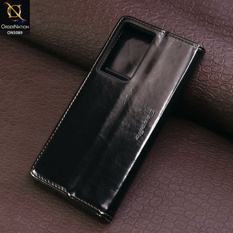 Samsung Galaxy S21 Ultra 5G Cover - Black - CaseMe Classic Leather Flip Book Card Slot Case