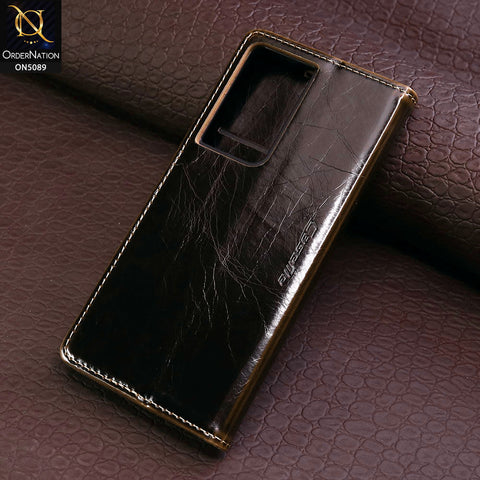 Samsung Galaxy S21 Ultra 5G Cover - Brown - CaseMe Classic Leather Flip Book Card Slot Case