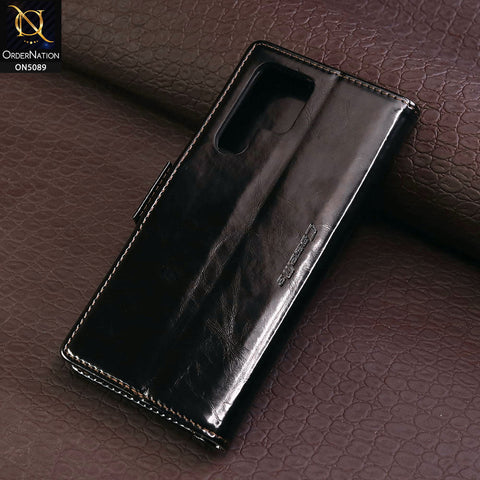 Samsung Galaxy S22 Ultra 5G Cover - Black - CaseMe Classic Leather Flip Book Card Slot Case