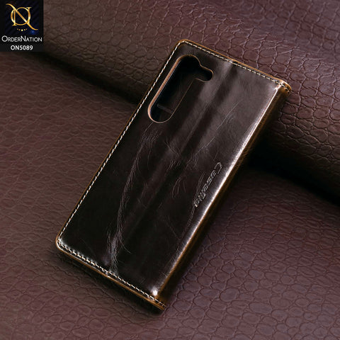 Samsung Galaxy S23 Cover - Brown - CaseMe Classic Leather Flip Book Card Slot Case