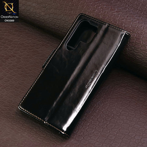 Samsung Galaxy S23 Ultra 5G Cover - Black - CaseMe Classic Leather Flip Book Card Slot Case
