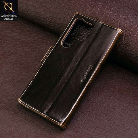 Samsung Galaxy S23 Ultra 5G Cover - Brown - CaseMe Classic Leather Flip Book Card Slot Case