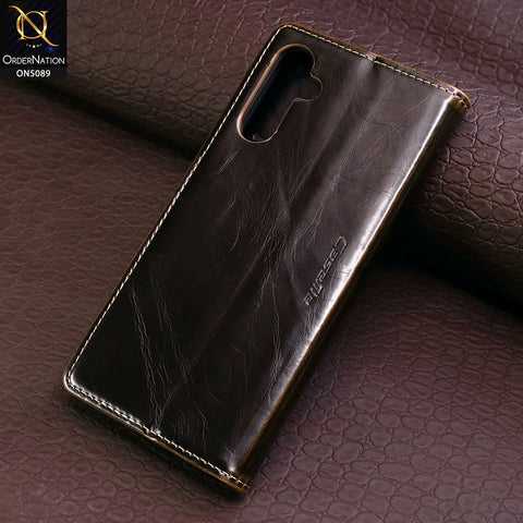 Samsung Galaxy A14 5G Cover - Brown - CaseMe Classic Leather Flip Book Card Slot Case
