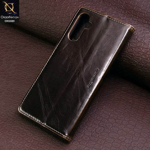 Samsung Galaxy A14 Cover - Brown - CaseMe Classic Leather Flip Book Card Slot Case