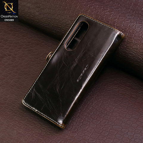 Samsung Galaxy Z Fold 3 5G Cover - Brown - CaseMe Classic Leather Flip Book Card Slot Case