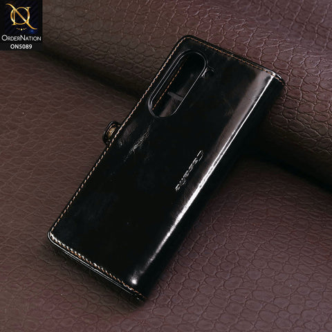 Samsung Galaxy Z Fold 5 5G Cover - Black - CaseMe Classic Leather Flip Book Card Slot Case