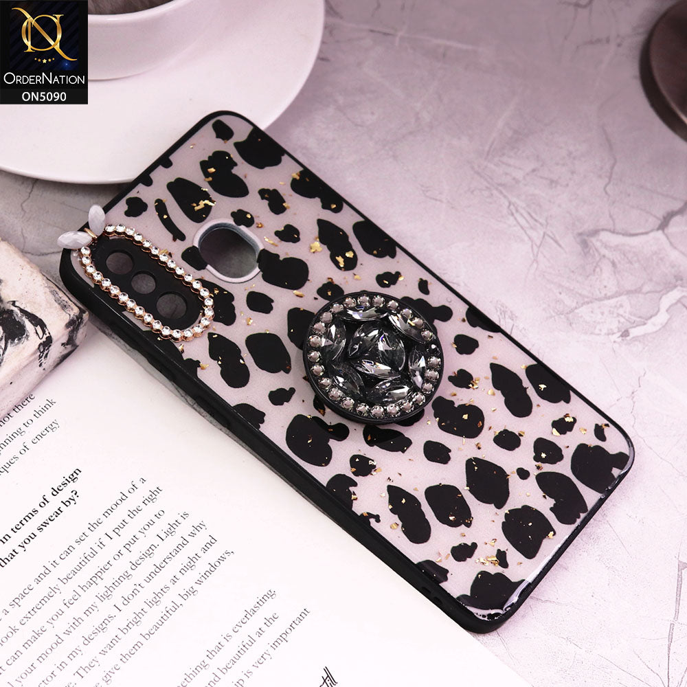 Samsung Galaxy A20 Cover - Design3 - Bling Series - Glitter Foil Soft Border Case With Holder(Glitter Does Not Move)