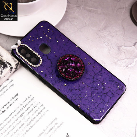 Samsung Galaxy A20 Cover - Design5 - Bling Series - Glitter Foil Soft Border Case With Holder(Glitter Does Not Move)