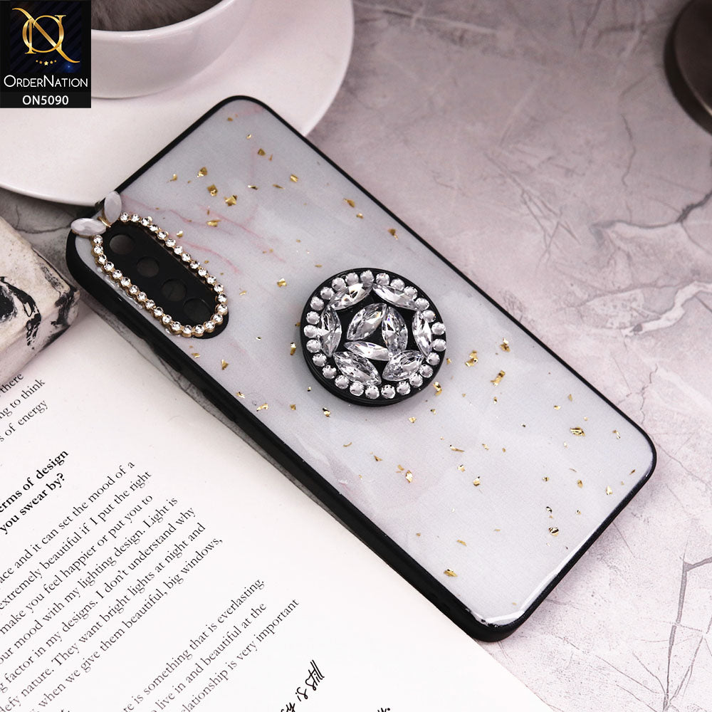 Samsung Galaxy A50s Cover - Design10 - Bling Series - Glitter Foil Soft Border Case With Holder(Glitter Does Not Move)