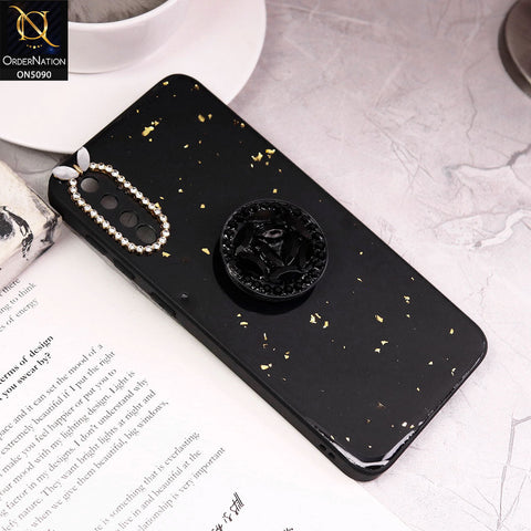 Samsung Galaxy A50 Cover - Design1 - Bling Series - Glitter Foil Soft Border Case With Holder(Glitter Does Not Move)