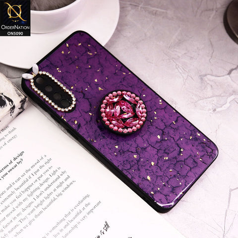Samsung Galaxy A50s Cover - Design7 - Bling Series - Glitter Foil Soft Border Case With Holder(Glitter Does Not Move)