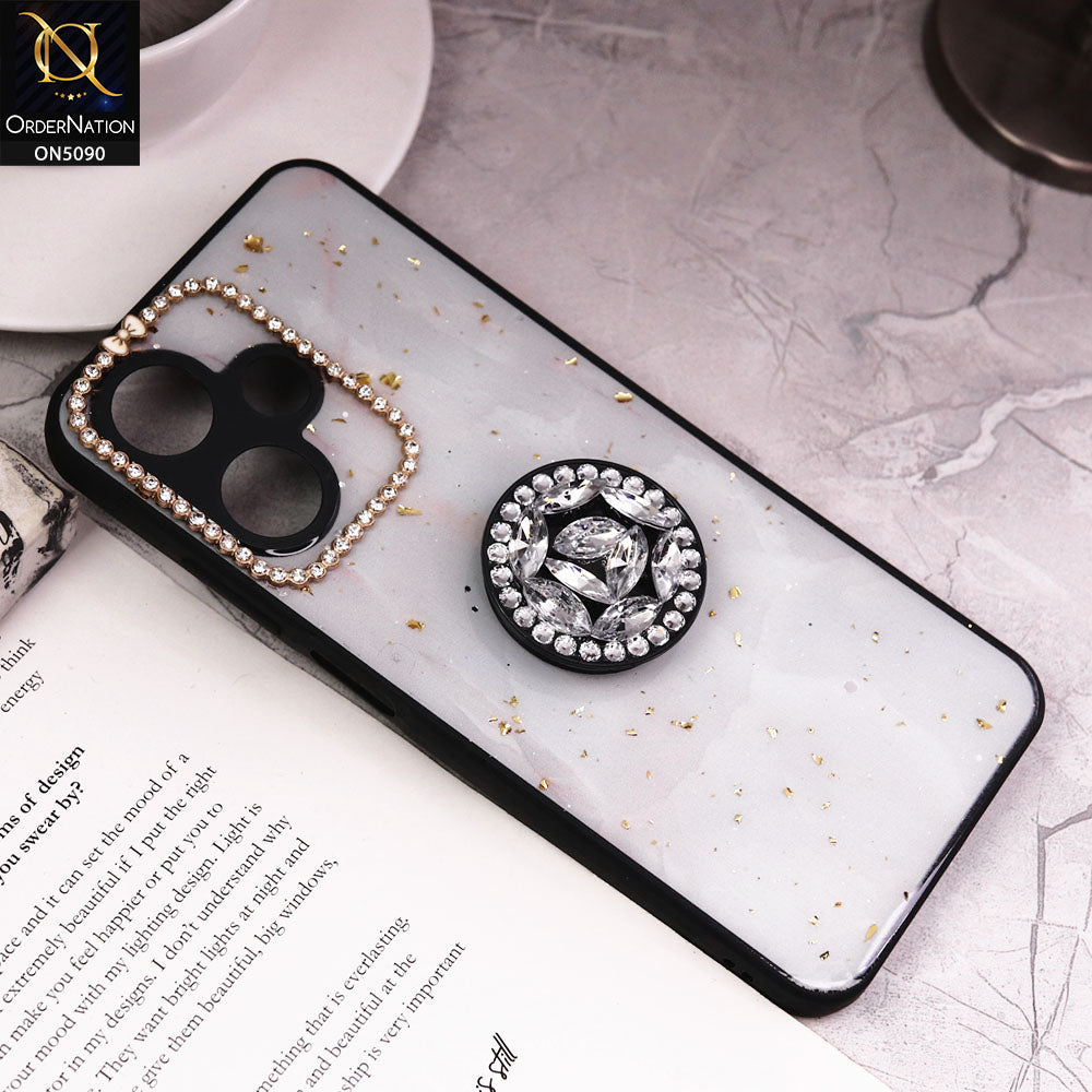 Infinix Hot 30 Play Cover - Design10 - Bling Series - Glitter Foil Soft Border Case With Holder(Glitter Does Not Move)