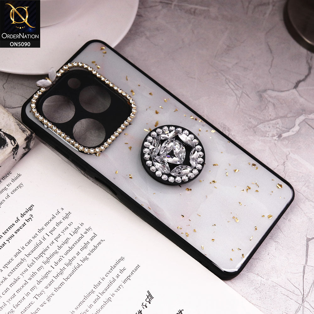 Infinix Hot 40 Cover - Design10 - Bling Series - Glitter Foil Soft Border Case With Holder(Glitter Does Not Move)