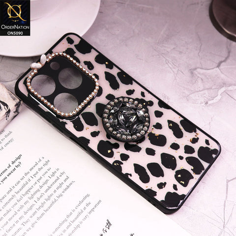 Infinix Hot 40 Cover - Design3 - Bling Series - Glitter Foil Soft Border Case With Holder(Glitter Does Not Move)