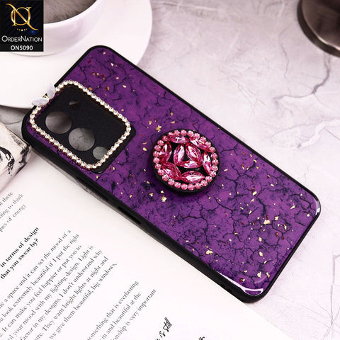 Infinix Note12 G96 Cover - Design7 - Bling Series - Glitter Foil Soft Border Case With Holder(Glitter Does Not Move)