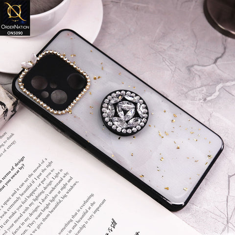 Xiaomi Redmi 12C Cover - Design10 - Bling Series - Glitter Foil Soft Border Case With Holder(Glitter Does Not Move)