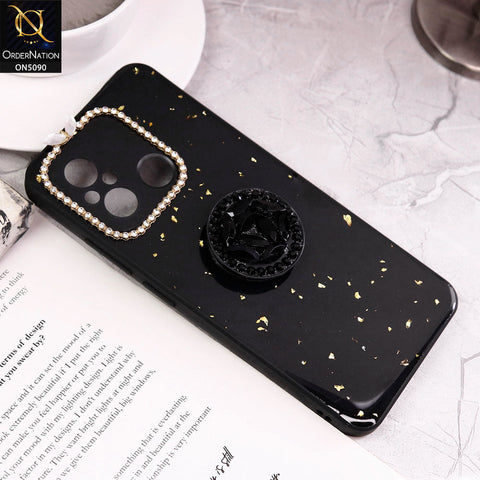 Xiaomi Redmi 12C Cover - Design1 - Bling Series - Glitter Foil Soft Border Case With Holder(Glitter Does Not Move)